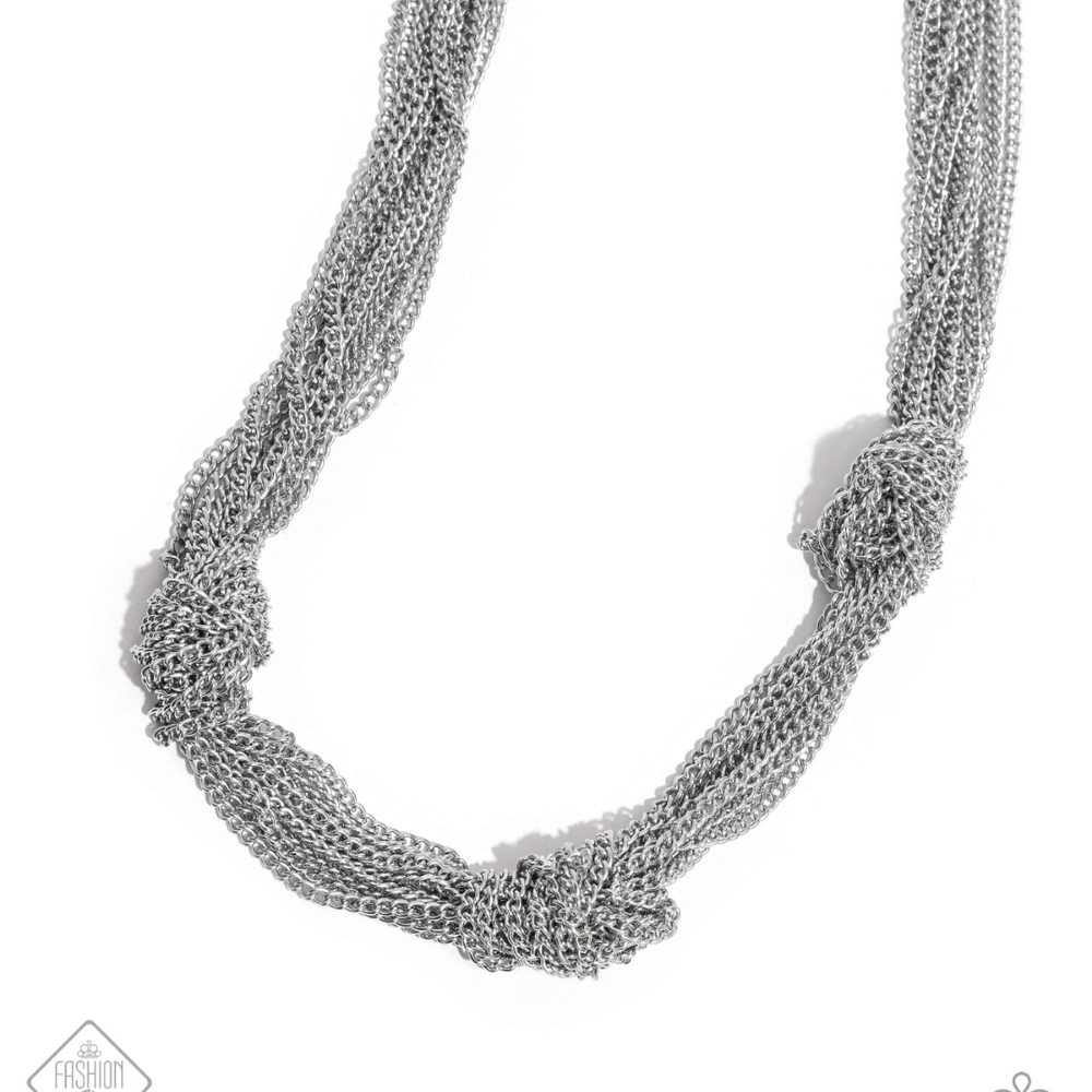 Paparazzi Silver Multi-Strand Necklace with Decorative Knots Copious Comman